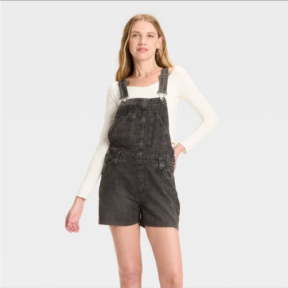 NWT Wild Fable Target women’s black denim shortalls overalls XL brand new